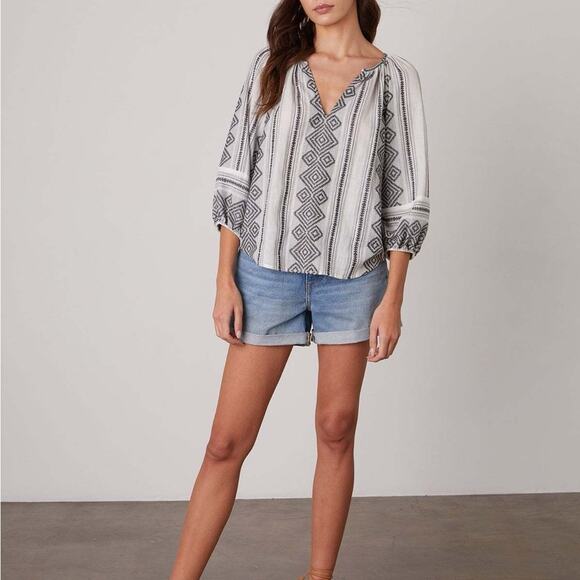 Velvet by Graham & Spencer Louise Jacquard Top - 100% Cotton Black Boho Classic - Picture 3 of 16